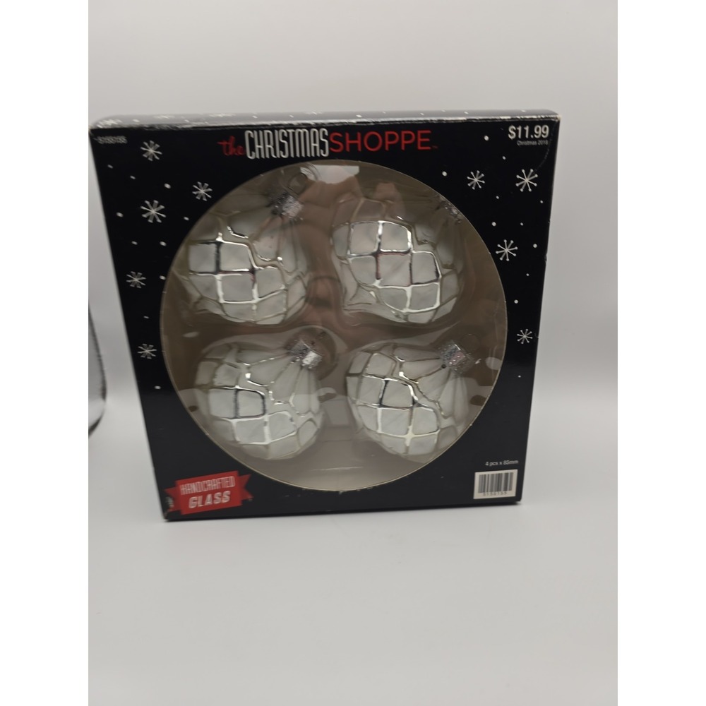 The Christmas Shoppe Handcrafted Glass Ornaments 4 Pack